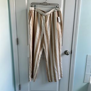 NEW Linen blend stripe wide leg pants